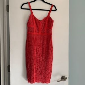 Express Salmon Colored Lace Dress